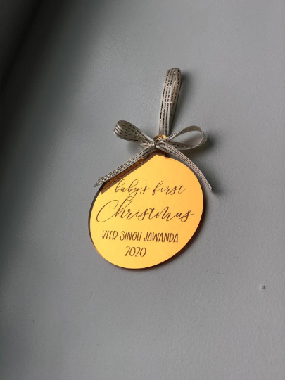 Baby's First Christmas Engraved Ornament - Petals and Ivy Designs