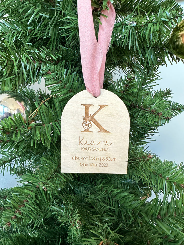 Baby Birth Stat Arch Christmas Ornament - Petals and Ivy Designs