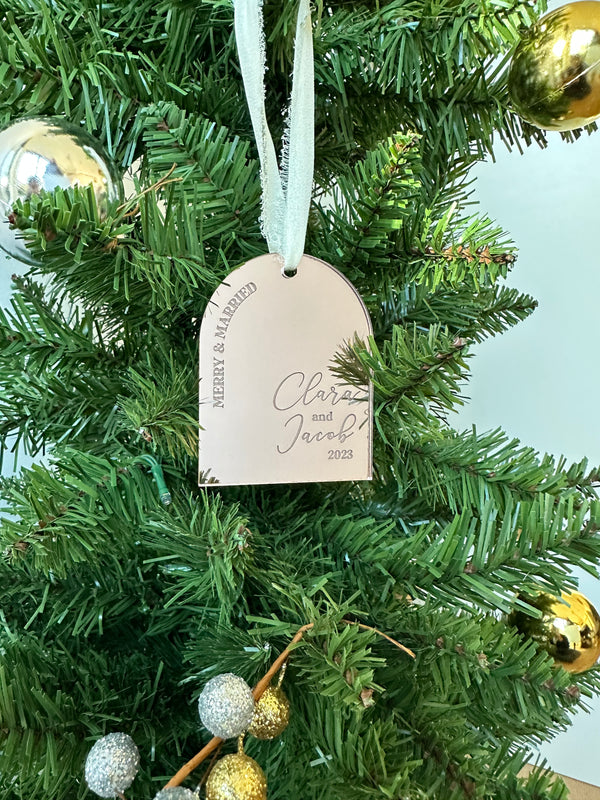 Merry and Married Arch Ornament - Petals and Ivy Designs