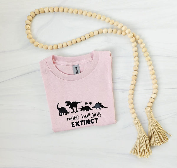 Make Bullying Extinct Anti-Bullying Pink T-Shirt - Petals and Ivy Designs