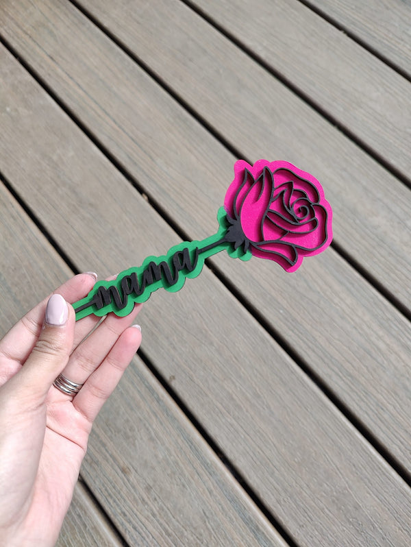 3D Custom Painted Wooden Rose