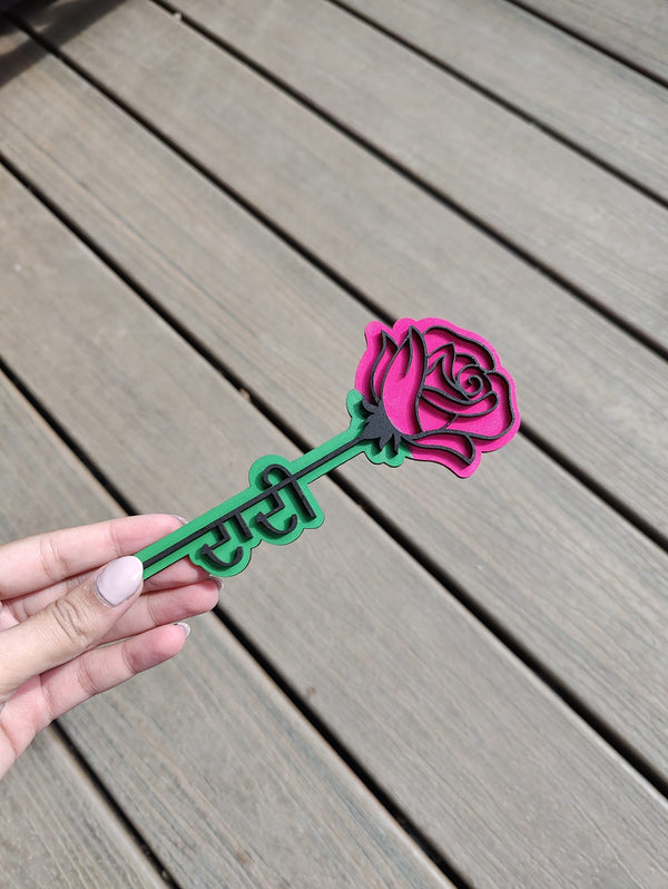 Punjabi 3D Custom Painted Wooden Rose