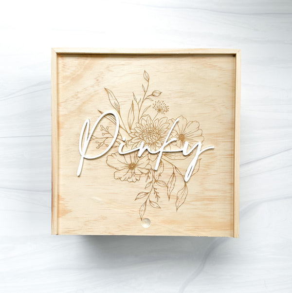 Floral Background Wooden Keepsake Box