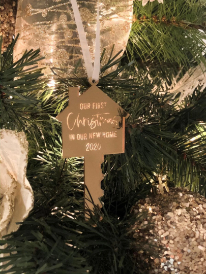 New Home Engraved Key Ornament