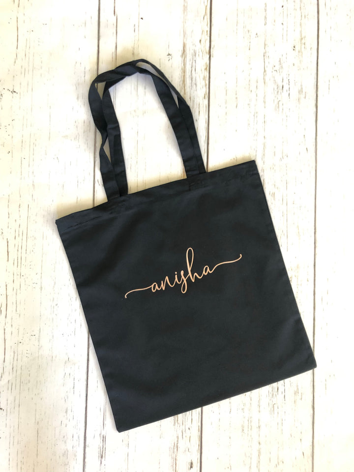 Custom Black Canvas Tote Bag - Petals and Ivy Designs