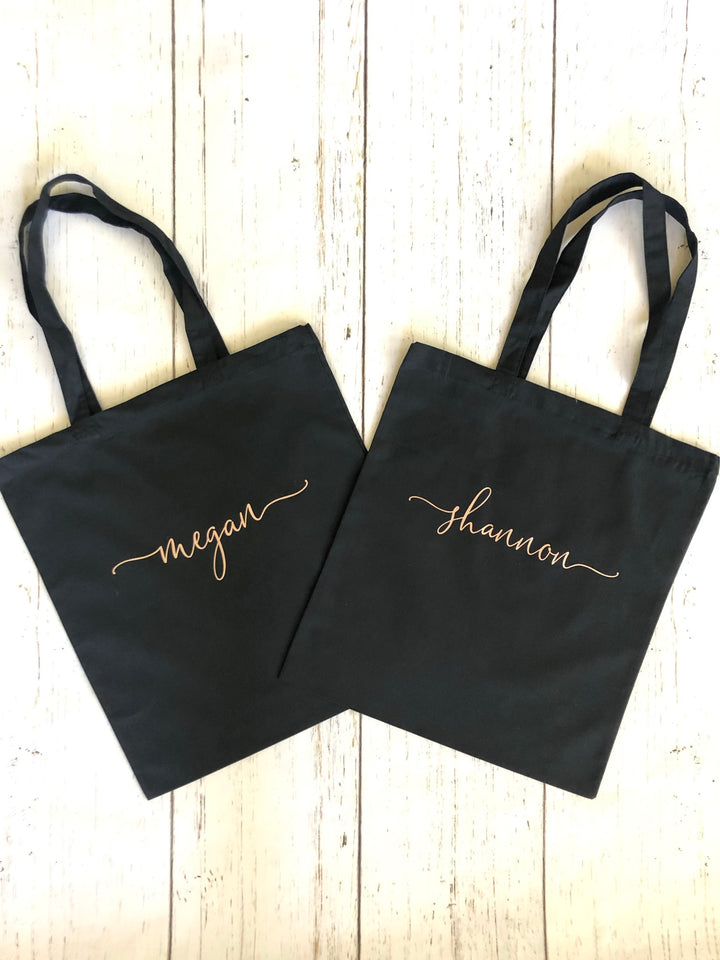 Custom Black Canvas Tote Bag - Petals and Ivy Designs