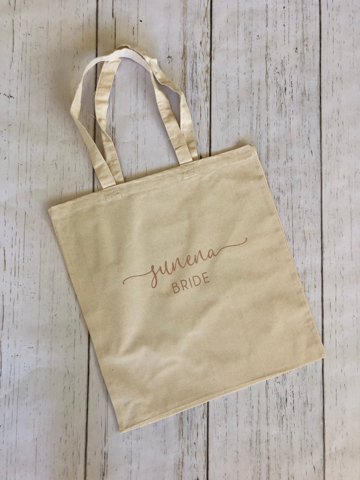 Custom Bride Canvas Tote Bag - Petals and Ivy Designs