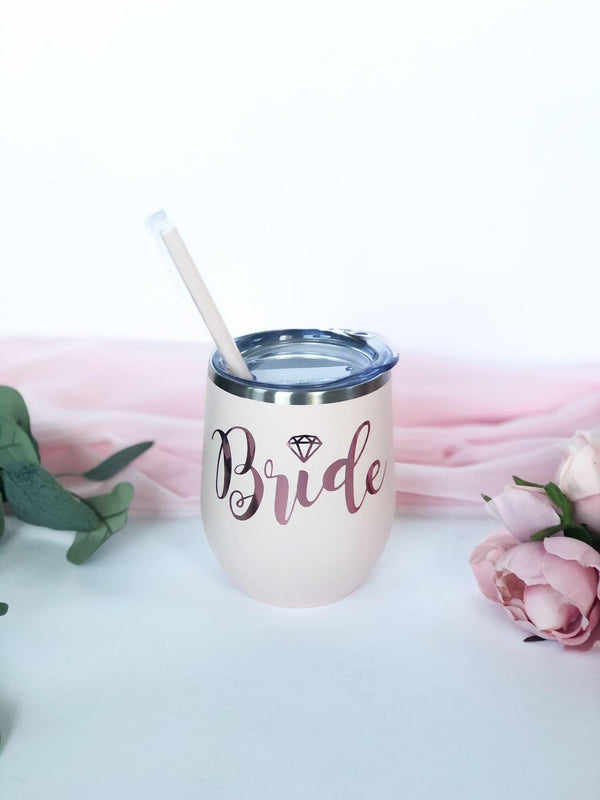 Bride Ring Wine Tumbler - Petals and Ivy Designs