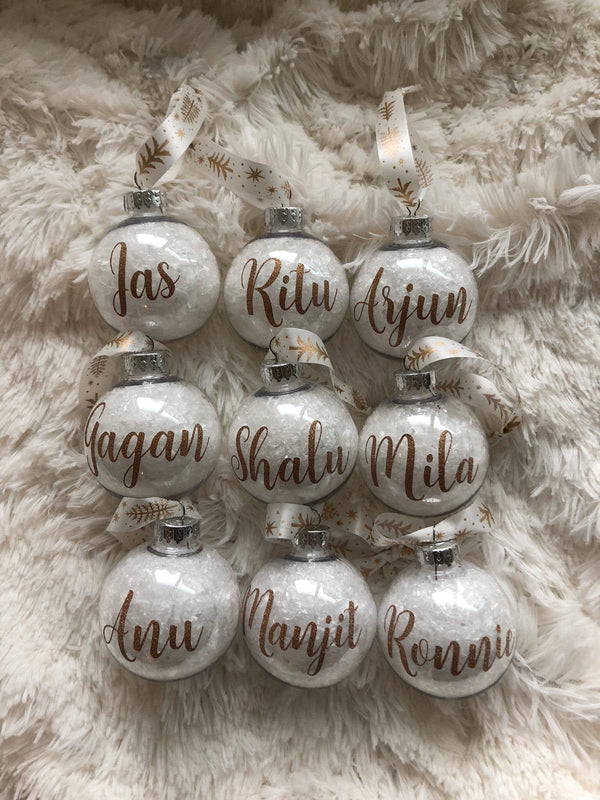 Personalized 3.5" Snow Filled Ornament - Petals and Ivy Designs