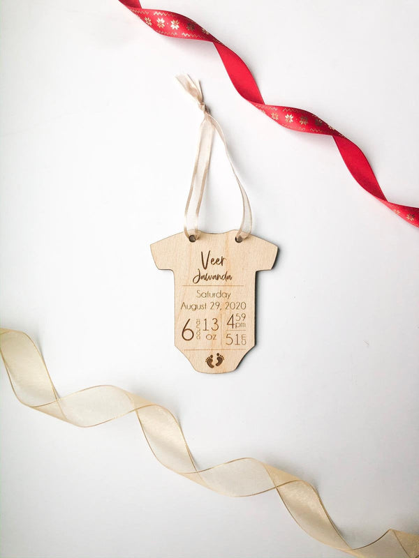 Baby Birth Stat Engraved Christmas Ornament - Petals and Ivy Designs