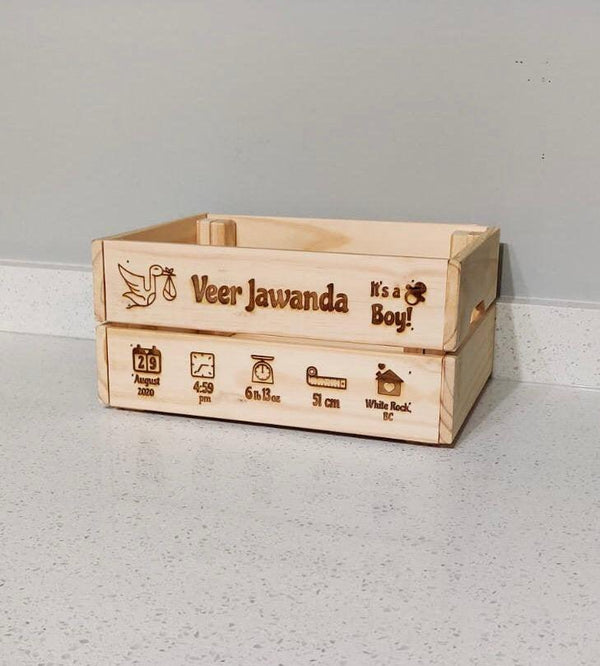 Baby Boy Birth Stat Custom Crate - Petals and Ivy Designs