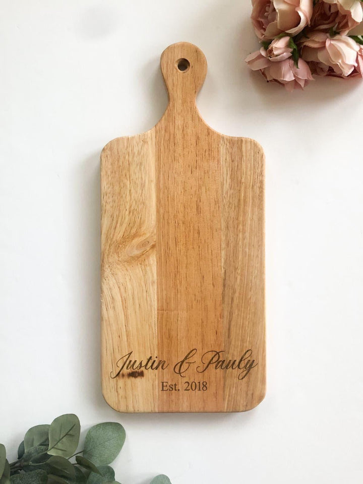 Couple Engraved Charcuterie Board - Petals and Ivy Designs