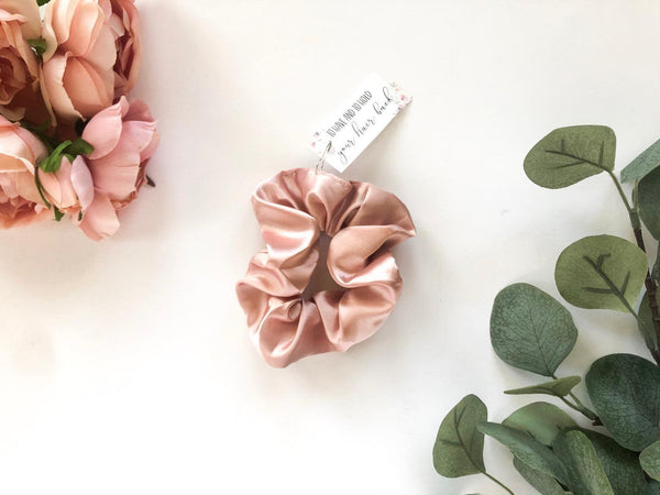 Blush Pink Satin Scrunchie - Petals and Ivy Designs