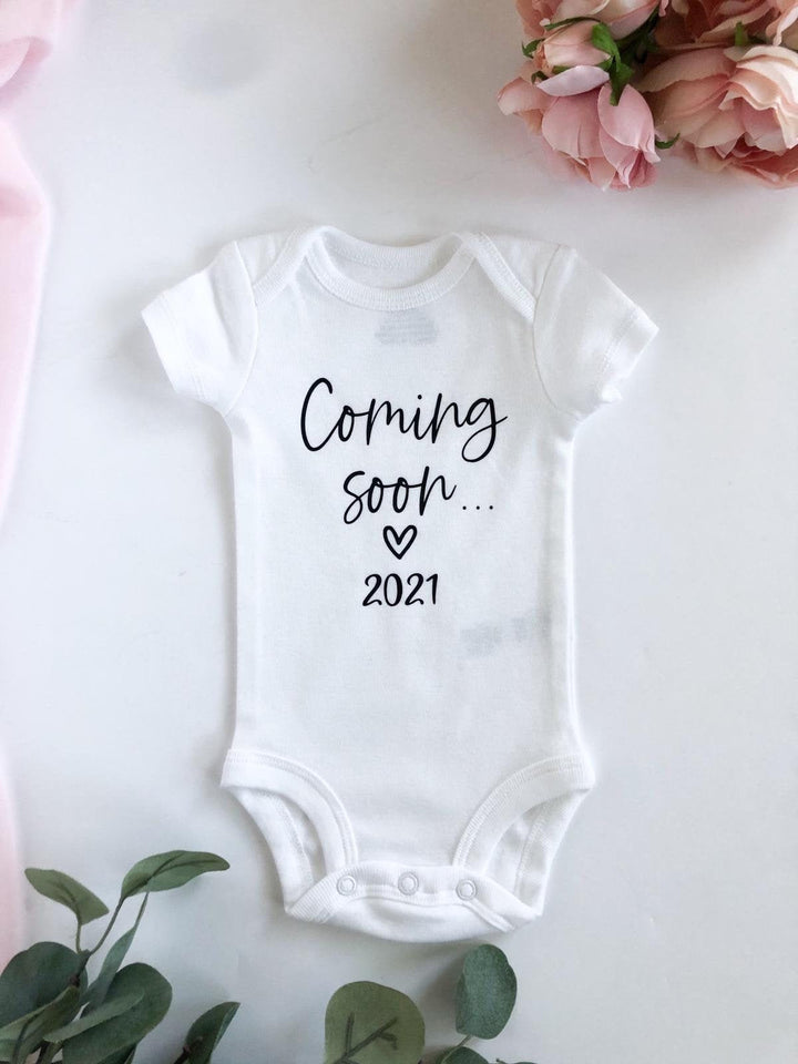 Coming Soon Baby Announcement Bodysuit - Petals and Ivy Designs