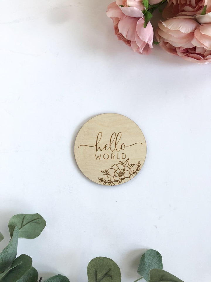 Floral Wooden Engraved Baby Milestones Disks - Petals and Ivy Designs